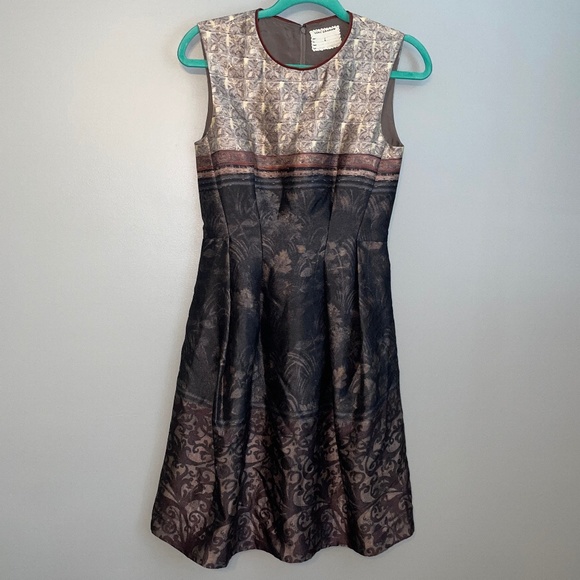 EUC Gary Graham Archival GG Germany Print Silk Blend Fit & Flare Dress Size 2 - Picture 1 of 7
